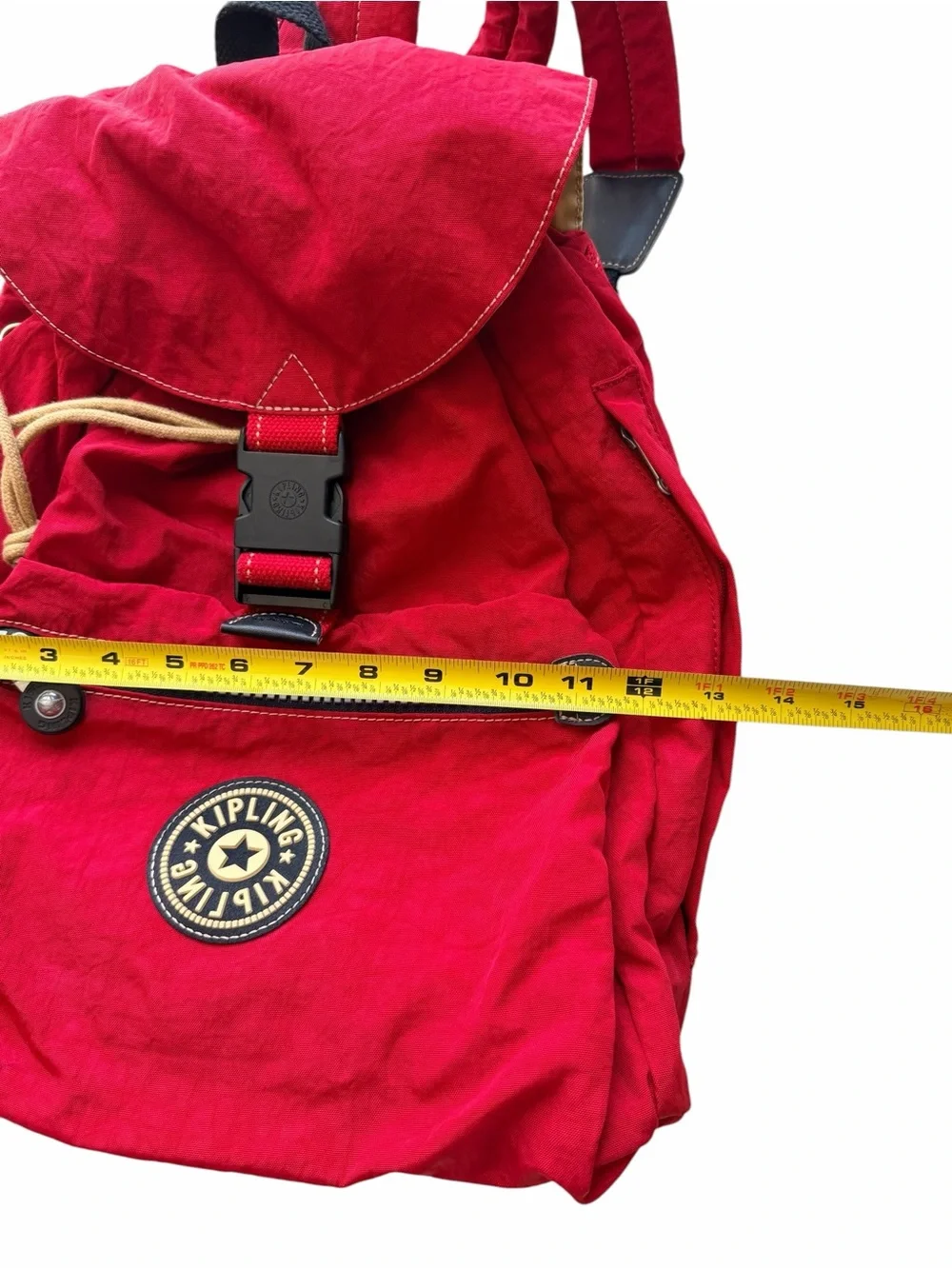 Kipling Canvas Medium Red Keeper Drawstring Backpack